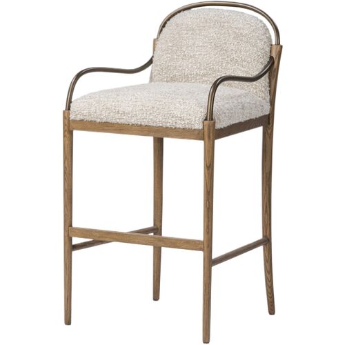 Demi Ash Wood Iron Bar Stool, Ivan Stone