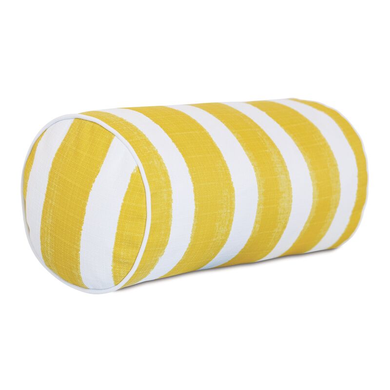 Pergola Bolster Outdoor Pillow, Yellow/White