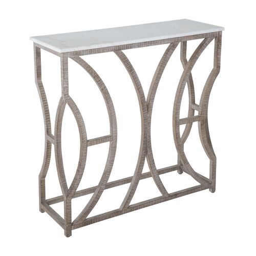 Helen Marble Top Console Table, Natural/White