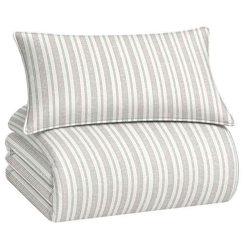 Meridian Stripe Duvet Cover & Sham Set Meridian Stripe Duvet Cover & Sham Set