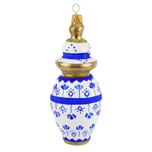 Ornaments Figural Ginger Jar with Flowers Ornament