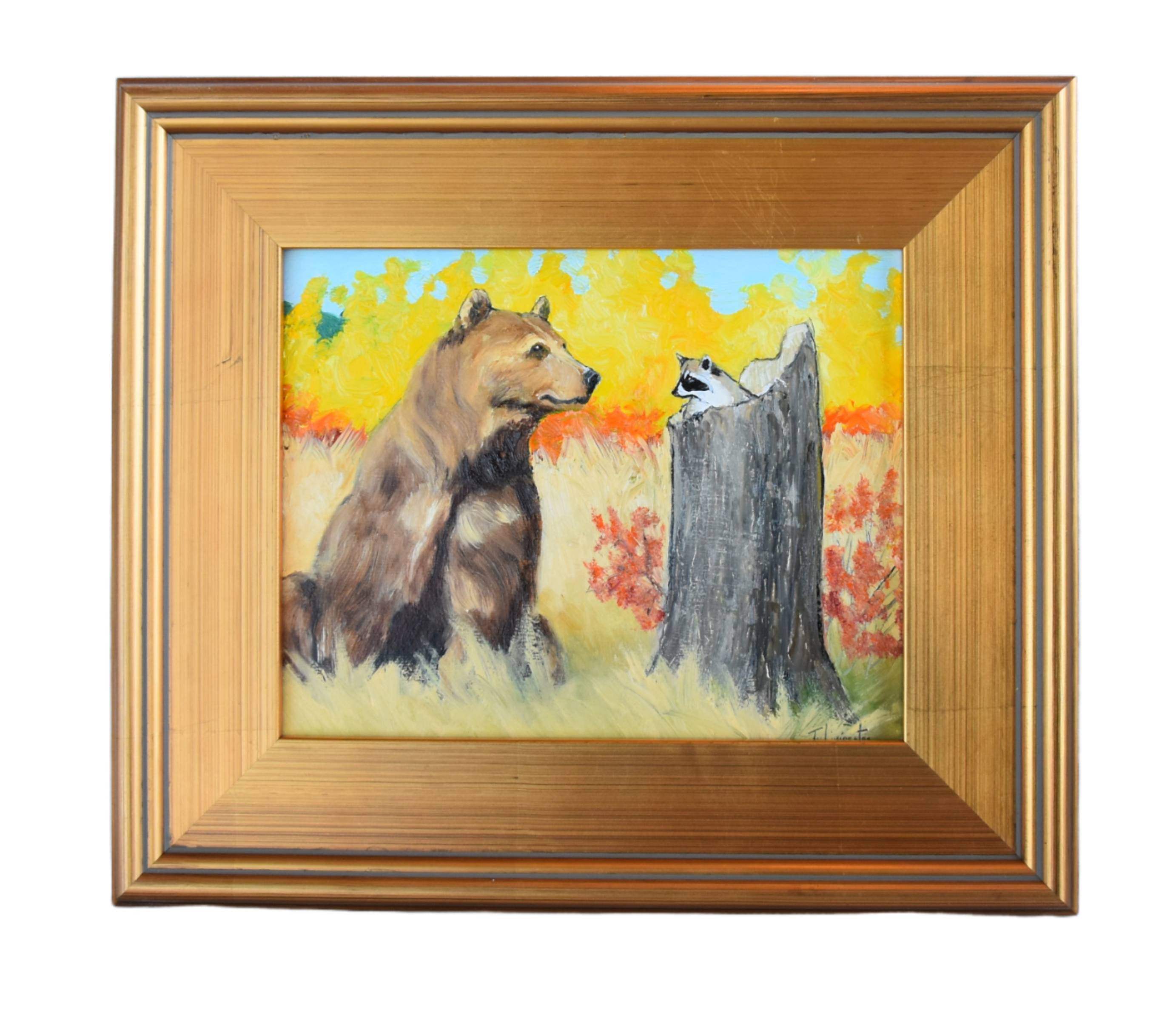 Bear & Raccoon Landscape Painting~P77665765