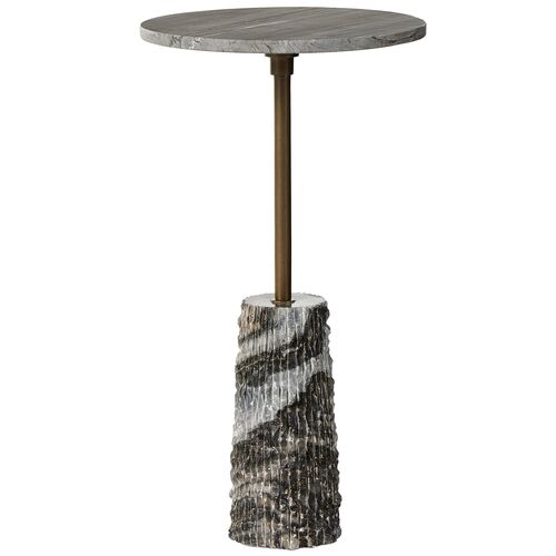 Lexi Drink Table, Ribbed Ebony Marble/Brass