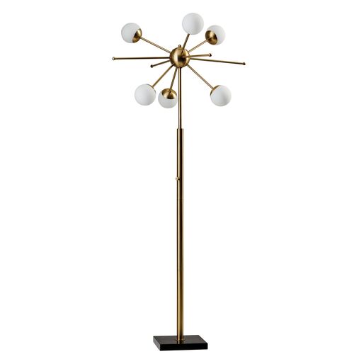 Dempster Floor Lamp, Antiqued Brass/White~P63625974