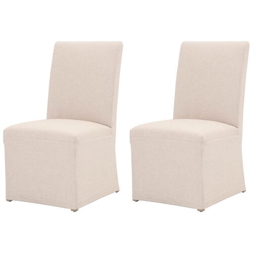 S/2 Leah Slipcover Dining Chairs, Natural~P77604753