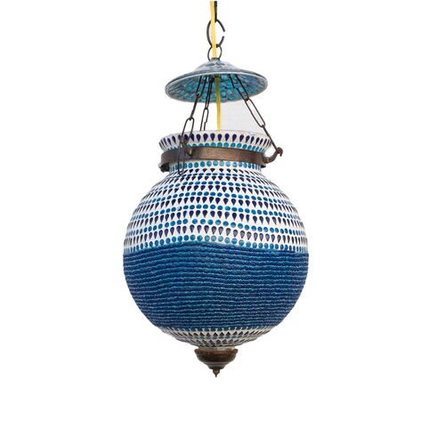 Blue Mosaic Glass Lantern~P77662539