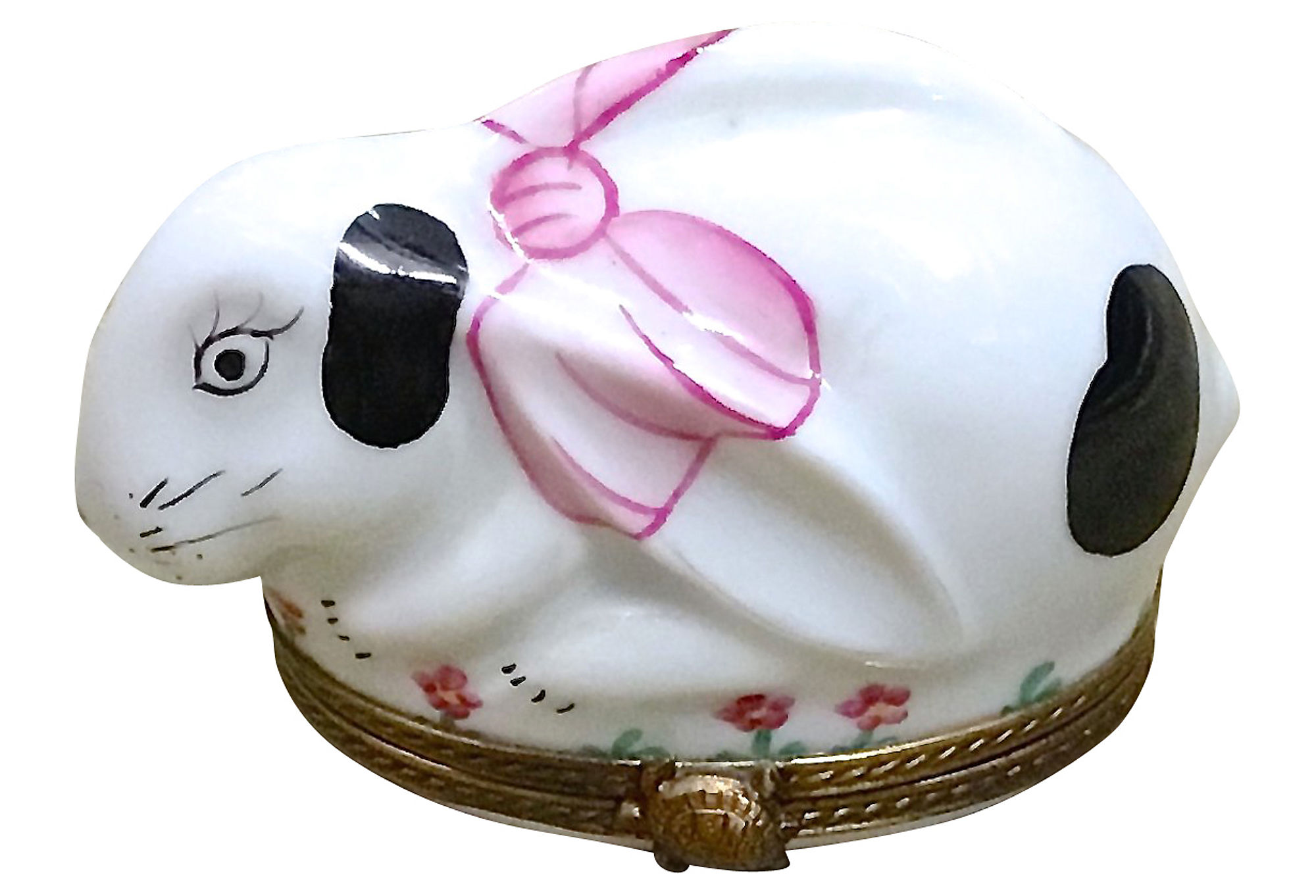 Porcelain & Brass Rabbit Limoges Box~P77544649