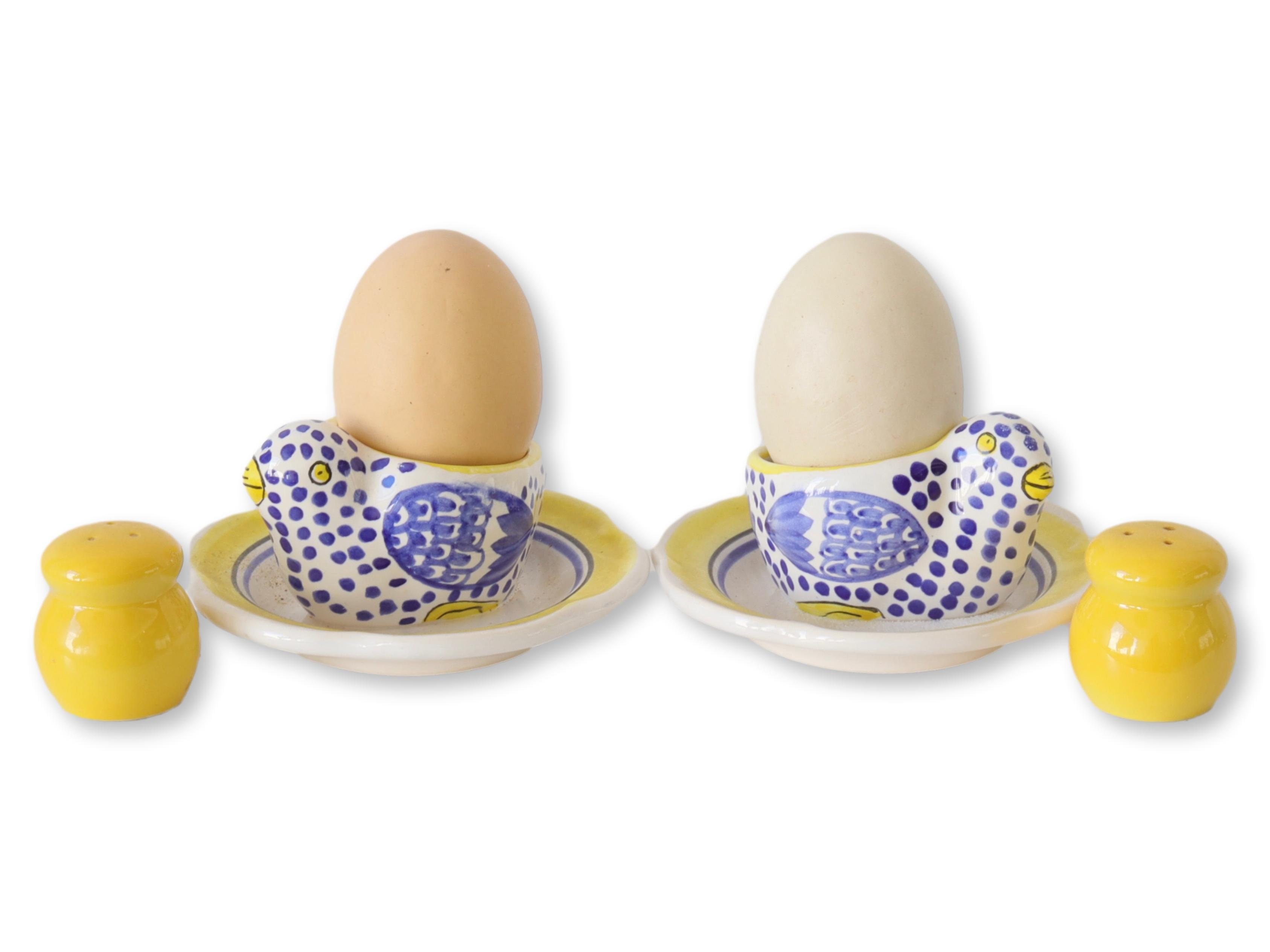 Quimper Egg Cups and Salt Shakers, 4Pcs~P77672118