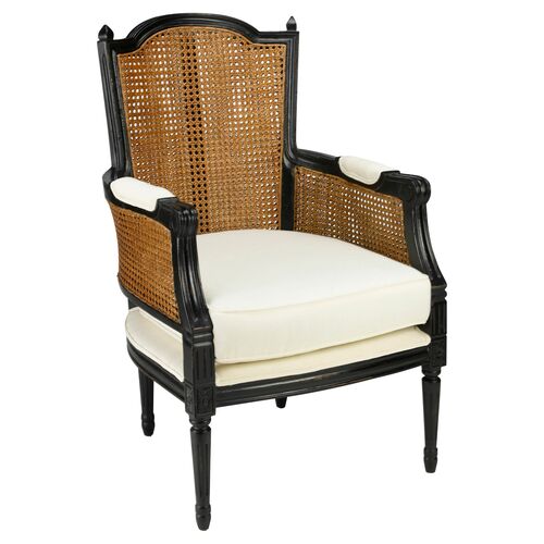 Noreen Accent Chair, Honey/Off-White Linen~P76653900