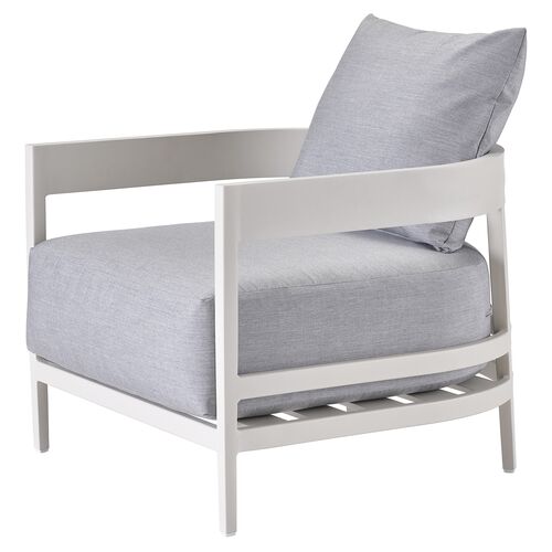 Coastal Living Keegan Outdoor Lounge Chair, White/Gray