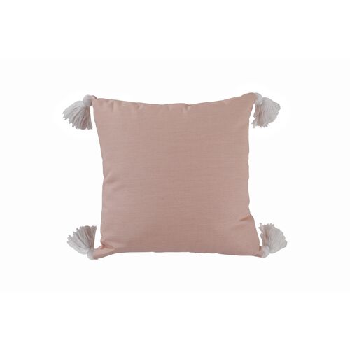 Frances Outdoor Tassel Pillow, Blush/White~P77570696