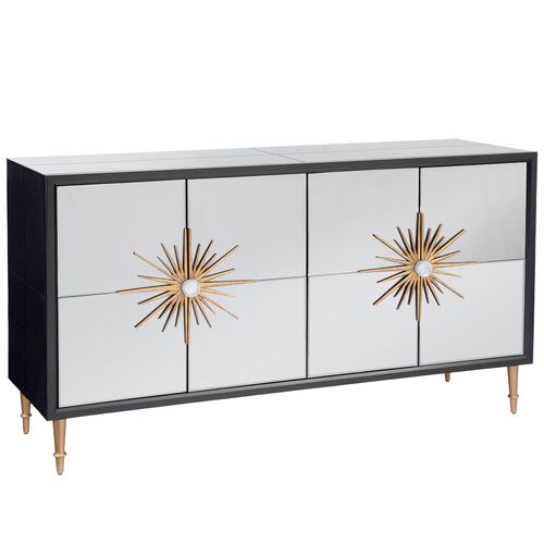 Geneva Server/Sideboard - Smoked Mirror/Black | Console, Cupboard ...