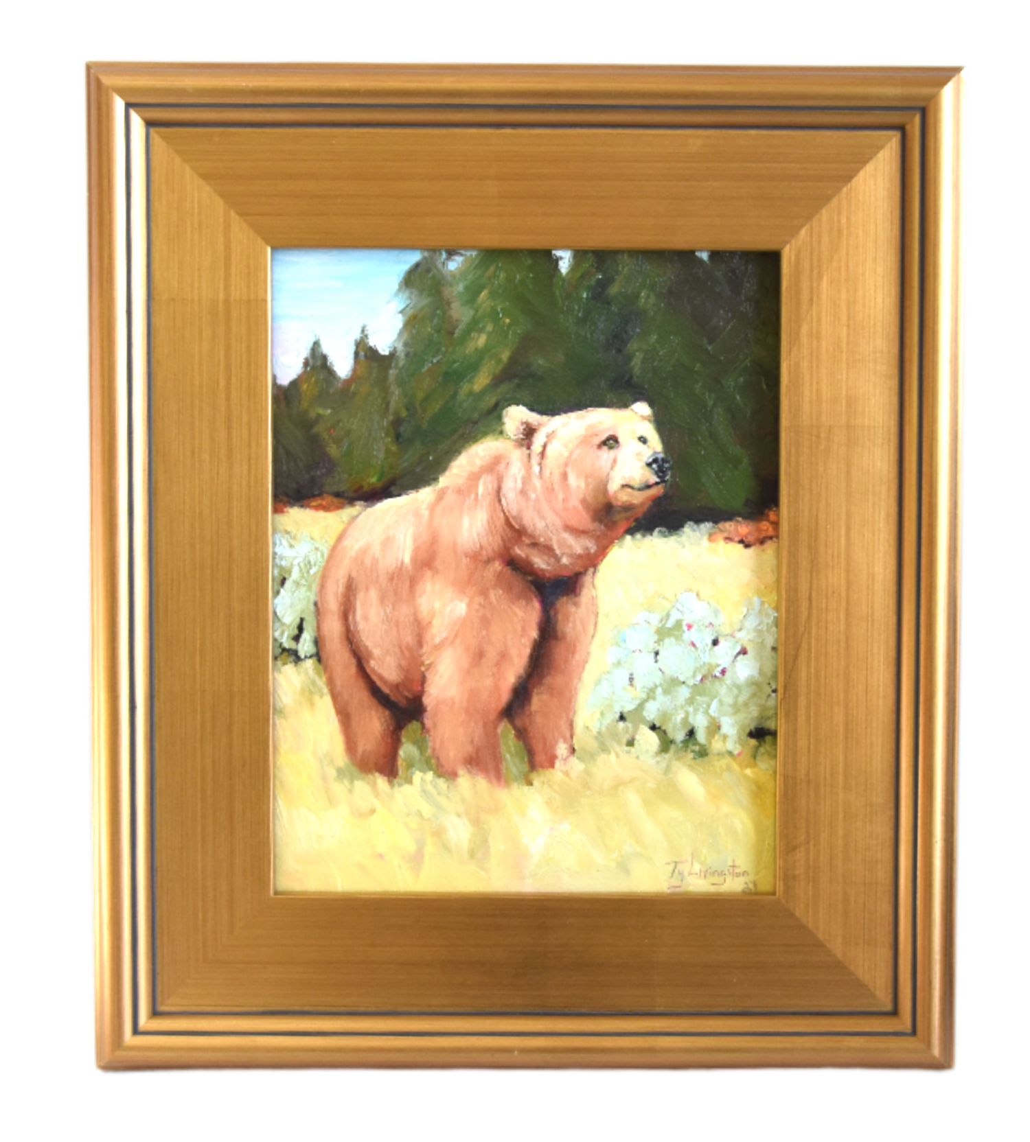 Brown Bear in Forest Landscape Painting~P77731054
