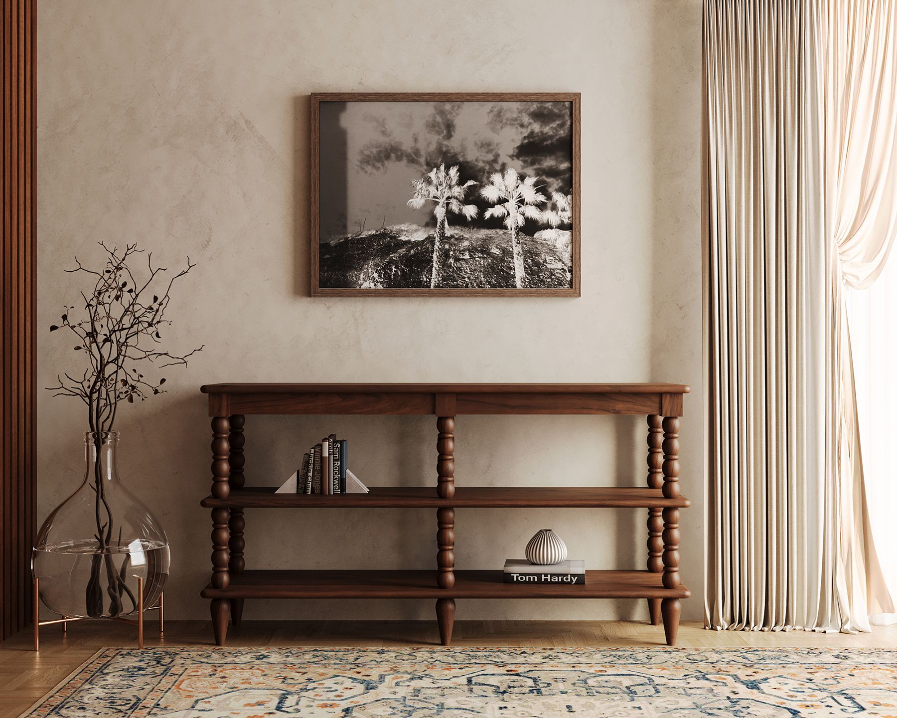 Thalyn Spindle Wide Bookcase/Console Table | One Kings Lane