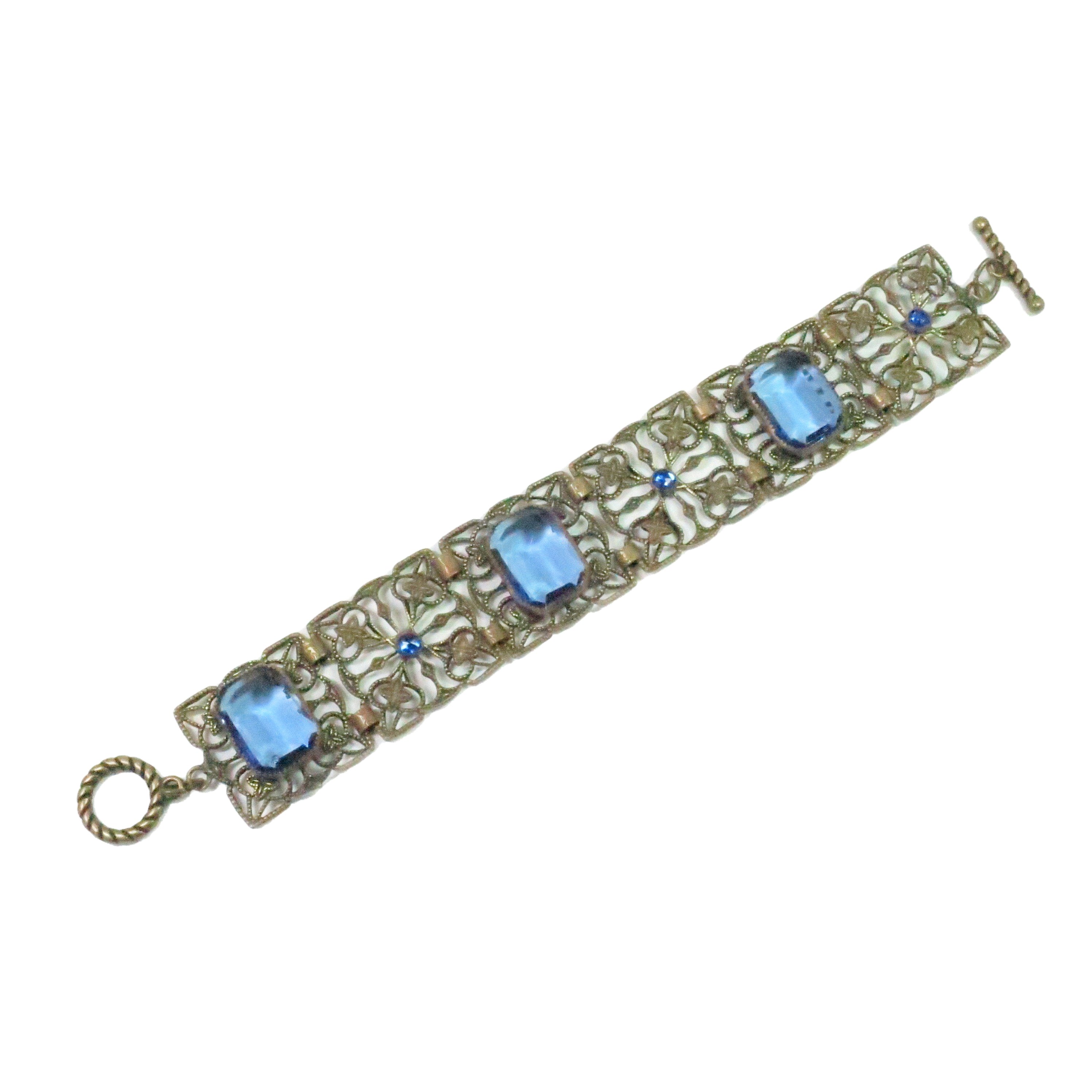 1920s Czech Sapphire Crystal Bracelet~P77667440