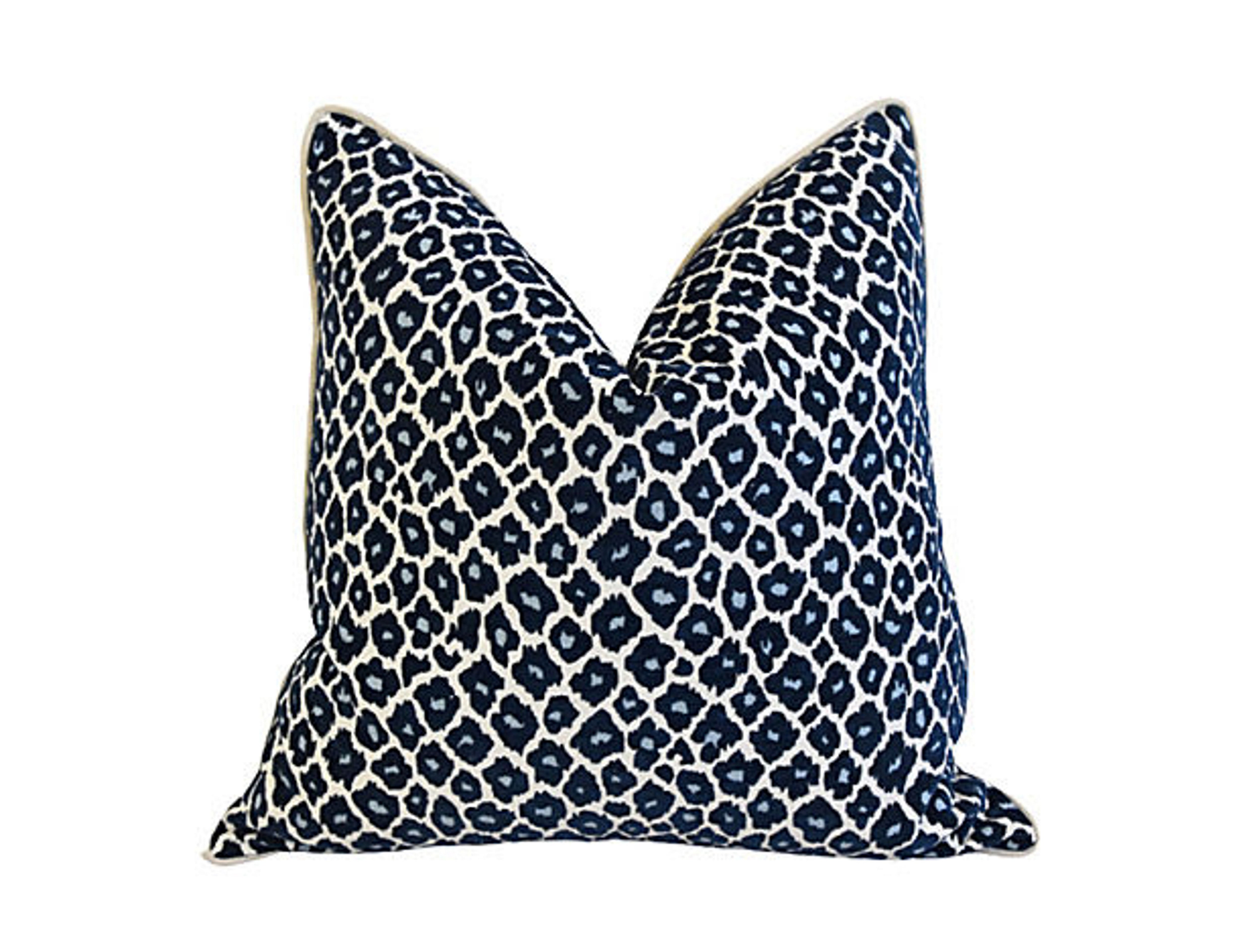 Blue Leopard Spot Chenille/Velvet Pillow Blue Leopard Spot Chenille/Velvet Pillow~P77635370