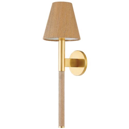 Azrin Wall Sconce, Aged Brass/Natural Grasscloth