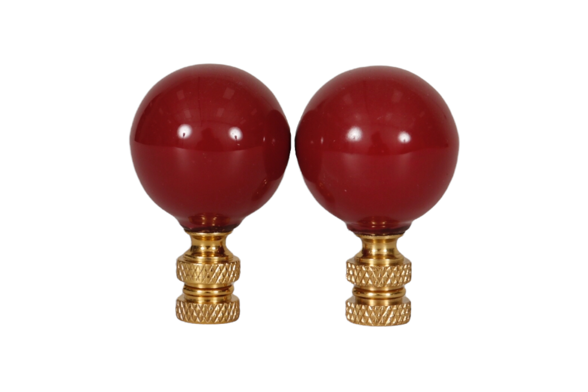 Red Porcelain Ball Lamp Finials - a Pair~P77657650