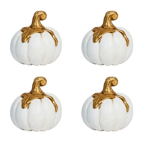 S/4 Forest Walk Pumpkin Place Card Holders, Gold