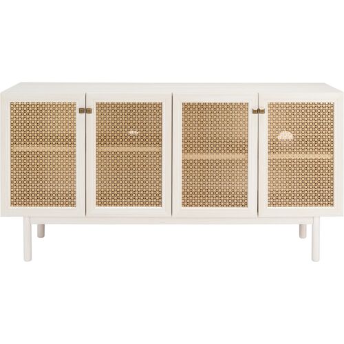 Brielle 4-Door Console/Media Stand, White/Gold Mesh~P77648116