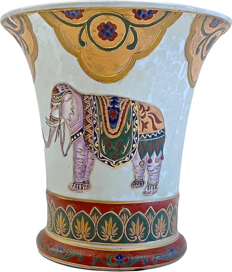 Porcelain & Enamel Elephant Vase