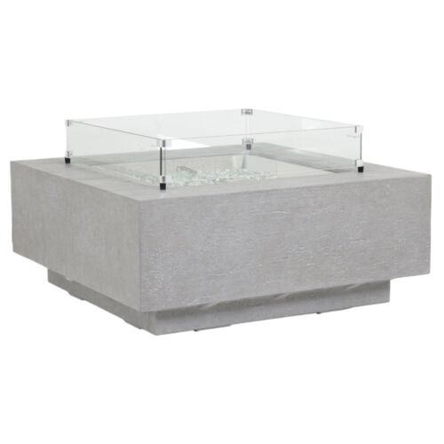 Calder Outdoor Square Fire Table, Gravelstone