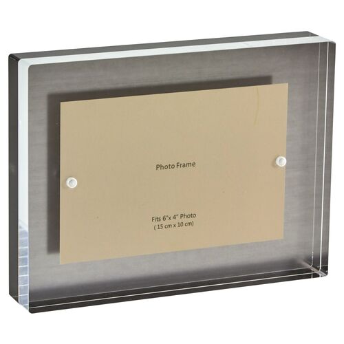 Lucite Floating Block Picture Frame, Silver~P77640912