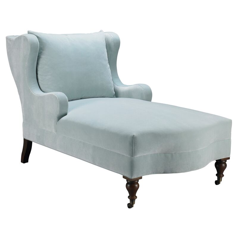 Montclaire Chaise, Light Blue Velvet