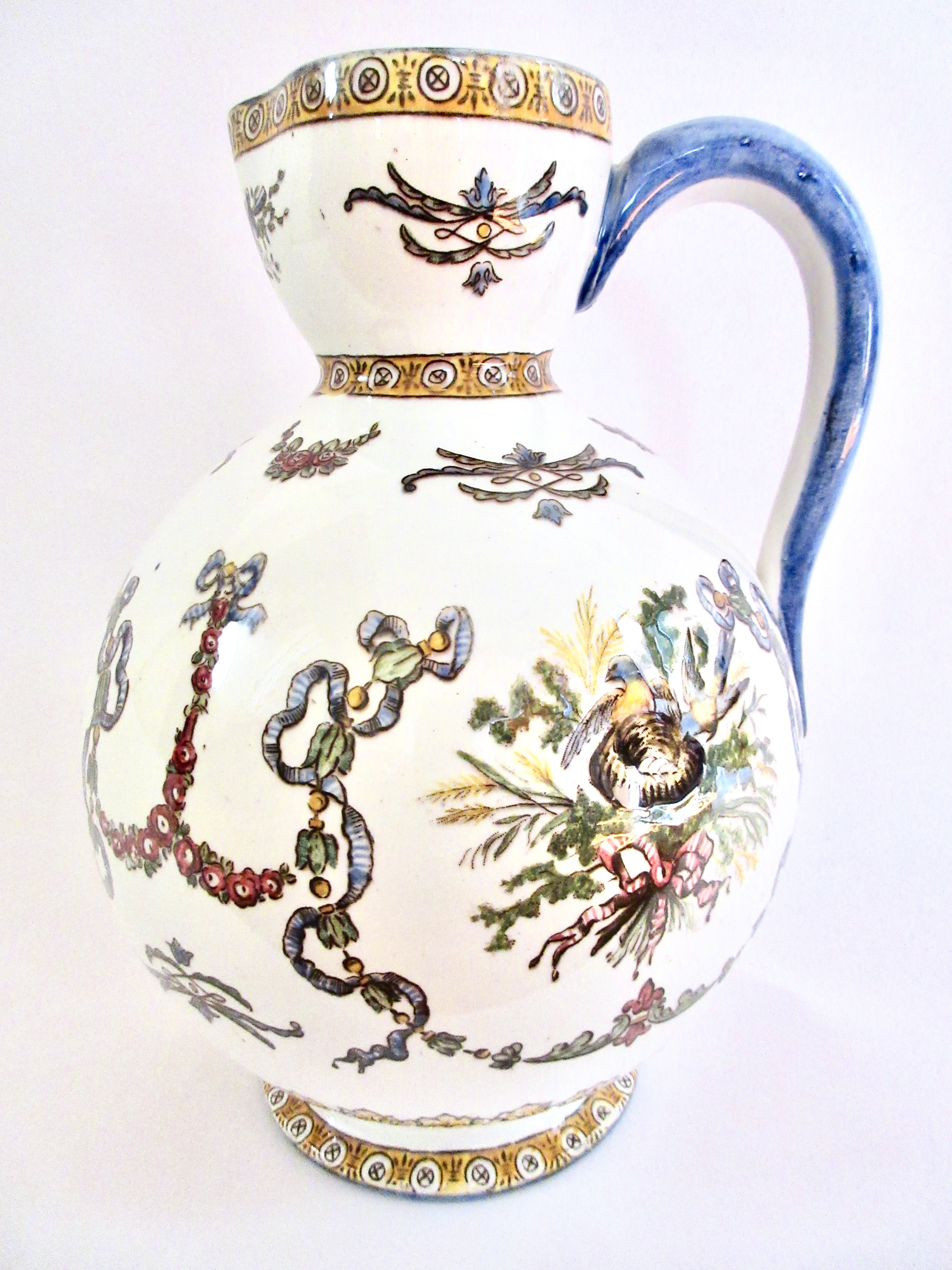 Antique Gien French Faience Pitcher~P77669889