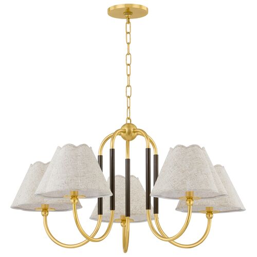 Janie 5-Light Chandelier, Aged Brass/True Bronze/Natural Linen Janie 5-Light Chandelier, Aged Brass/True Bronze/Natural Linen