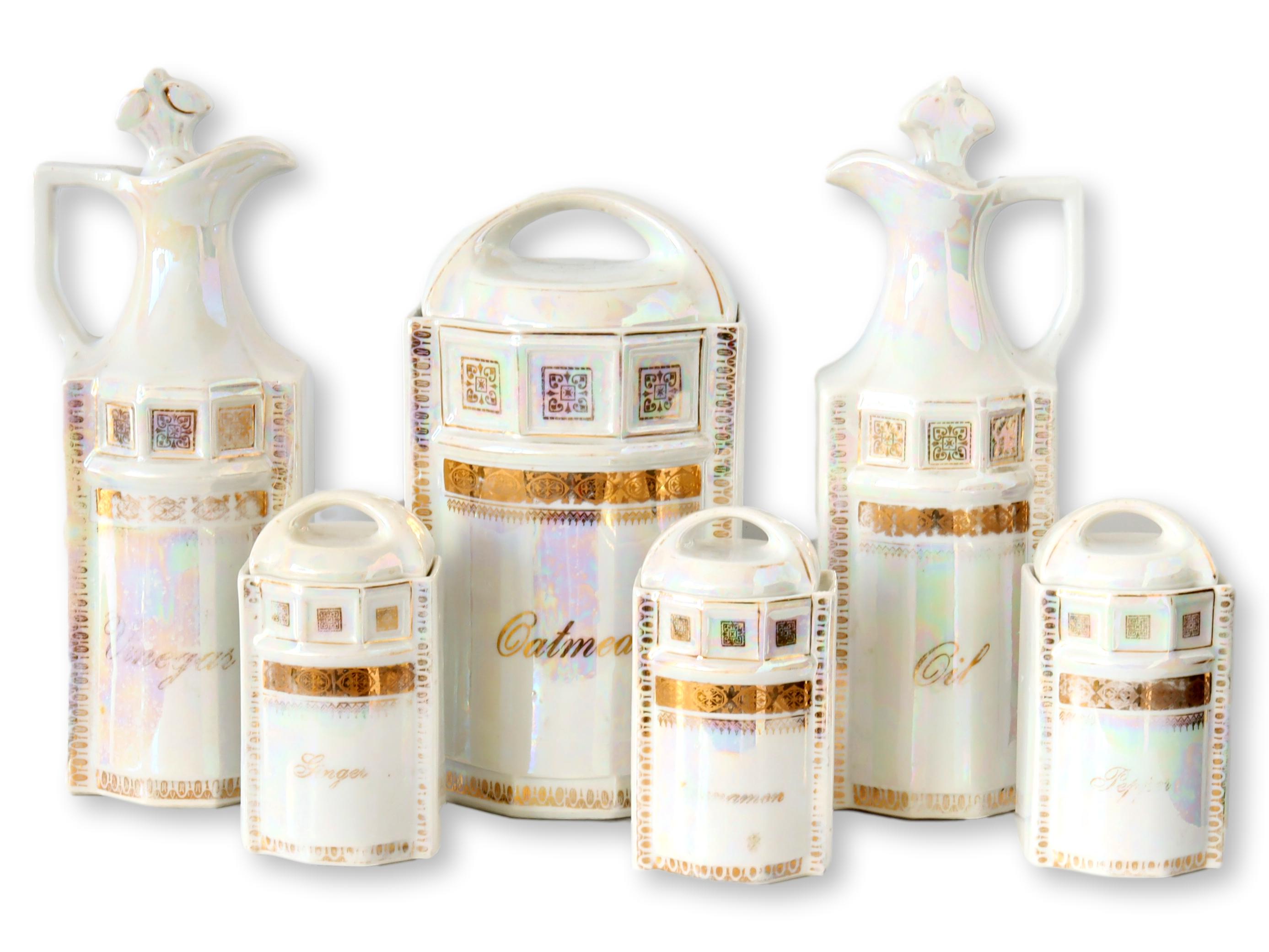 German Lustre Kitchen Canisters, S/6~P77666934