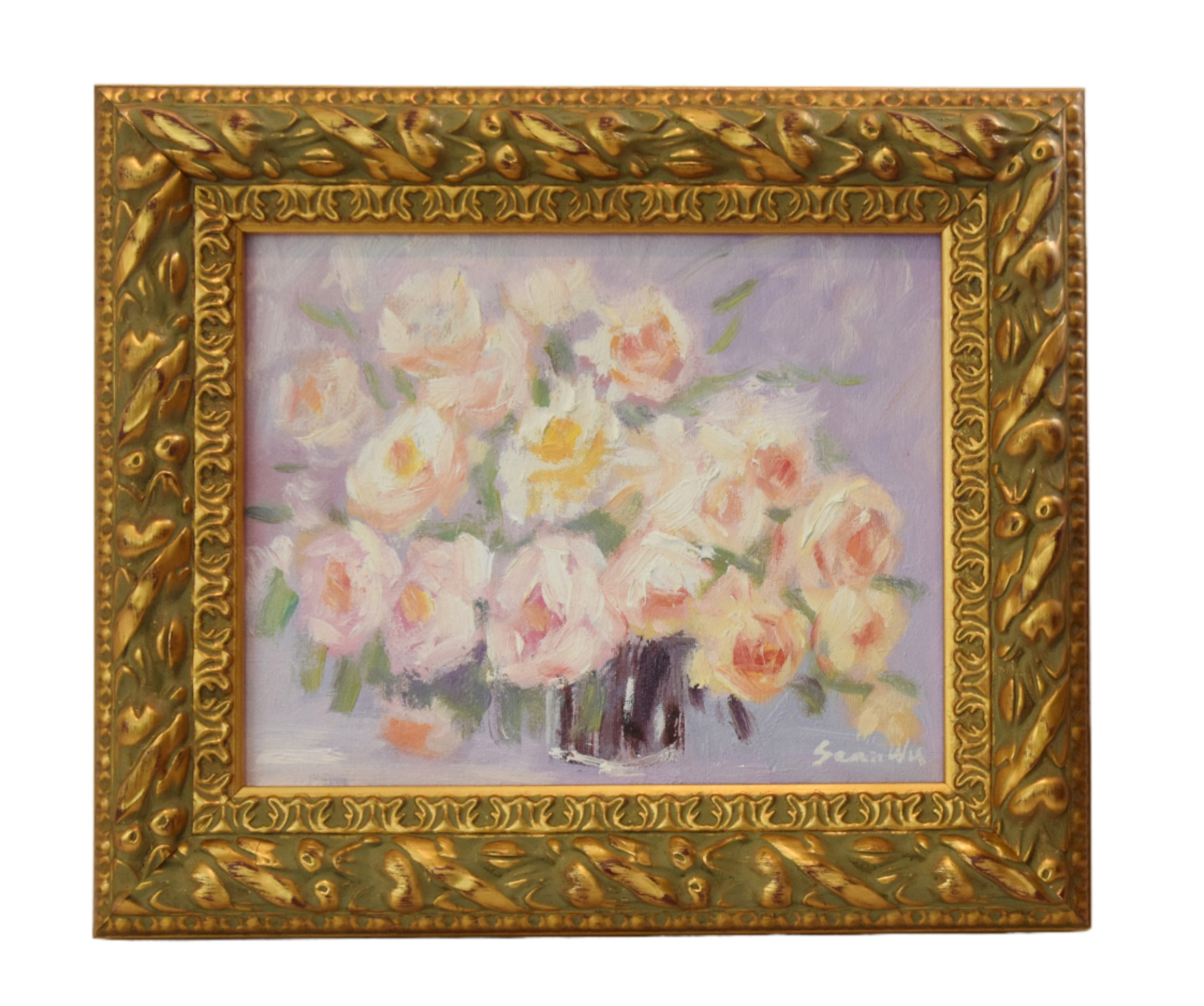 Creamy Pastel Pink Roses Oil Painting~P77693237
