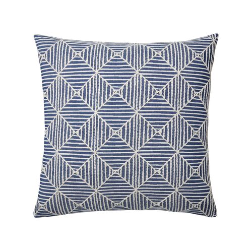 Mar Embroidered Pillow, Blue