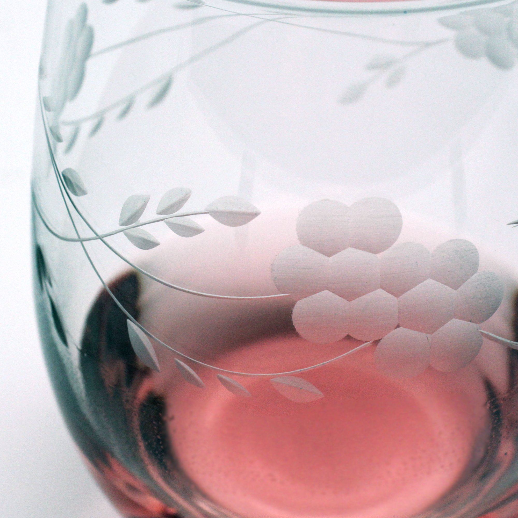 Fern - Hand Cut - Stemless Wine Glasses - Set of 4