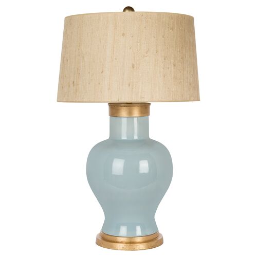 Paradiso Cove Couture Table Lamp, Mist Blue/Gold Leaf