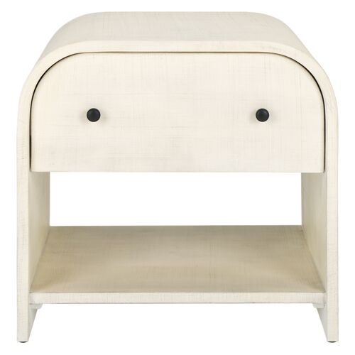 Xyvan 1-Door Mahogany Nightstand, White Xyvan 1-Door Mahogany Nightstand, White