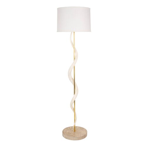 Kudu Inner Horn Single Twist Floor Lamp, Natural/White Burlap Kudu Inner Horn Single Twist Floor Lamp, Natural/White Burlap~P77639287
