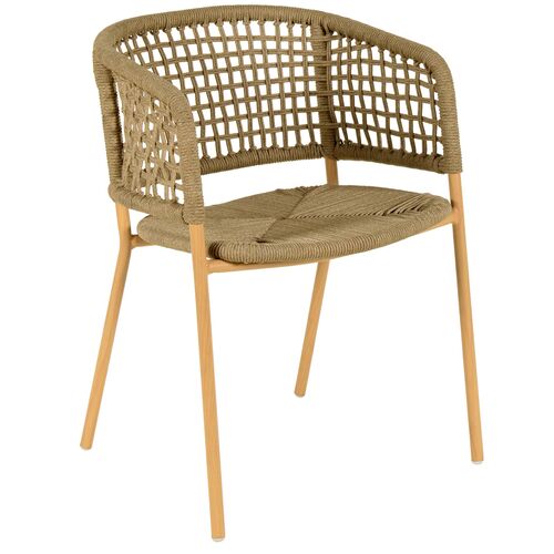 Sadie Outdoor Dining Chair, Natural Oak/Brown Rope