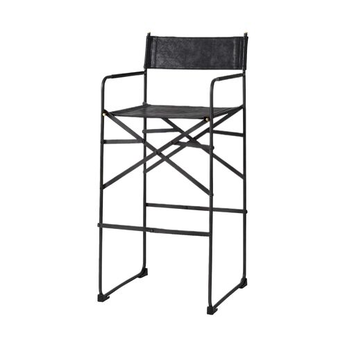 Alvarez Leather Bar Stool, Black Alvarez Leather Bar Stool, Black