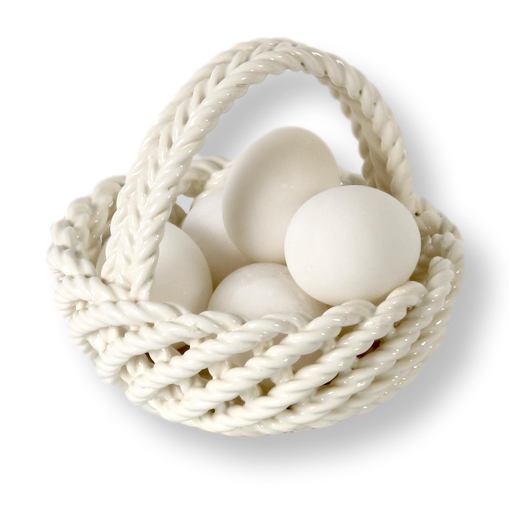 Italian Ceramic Basket w/Alabaster Eggs~P77616257