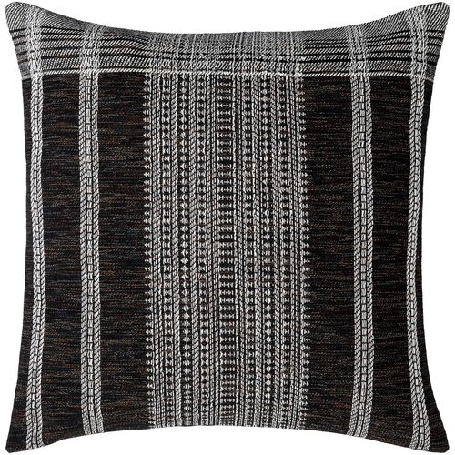Myrna Patterned Cotton/Poly Accent Pillow, Black/Ivory