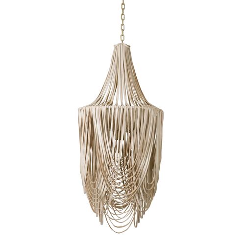 Whisper Leather Small-Long Chandelier, Cream~P77639294