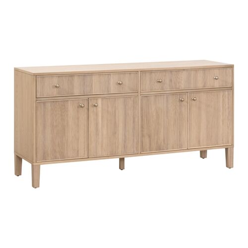 Linden Fluted Oak Media Sideboard, Natural