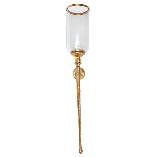 Antique 42"L Gold Hammered Wall Sconce Antique 42"L Gold Hammered Wall Sconce
