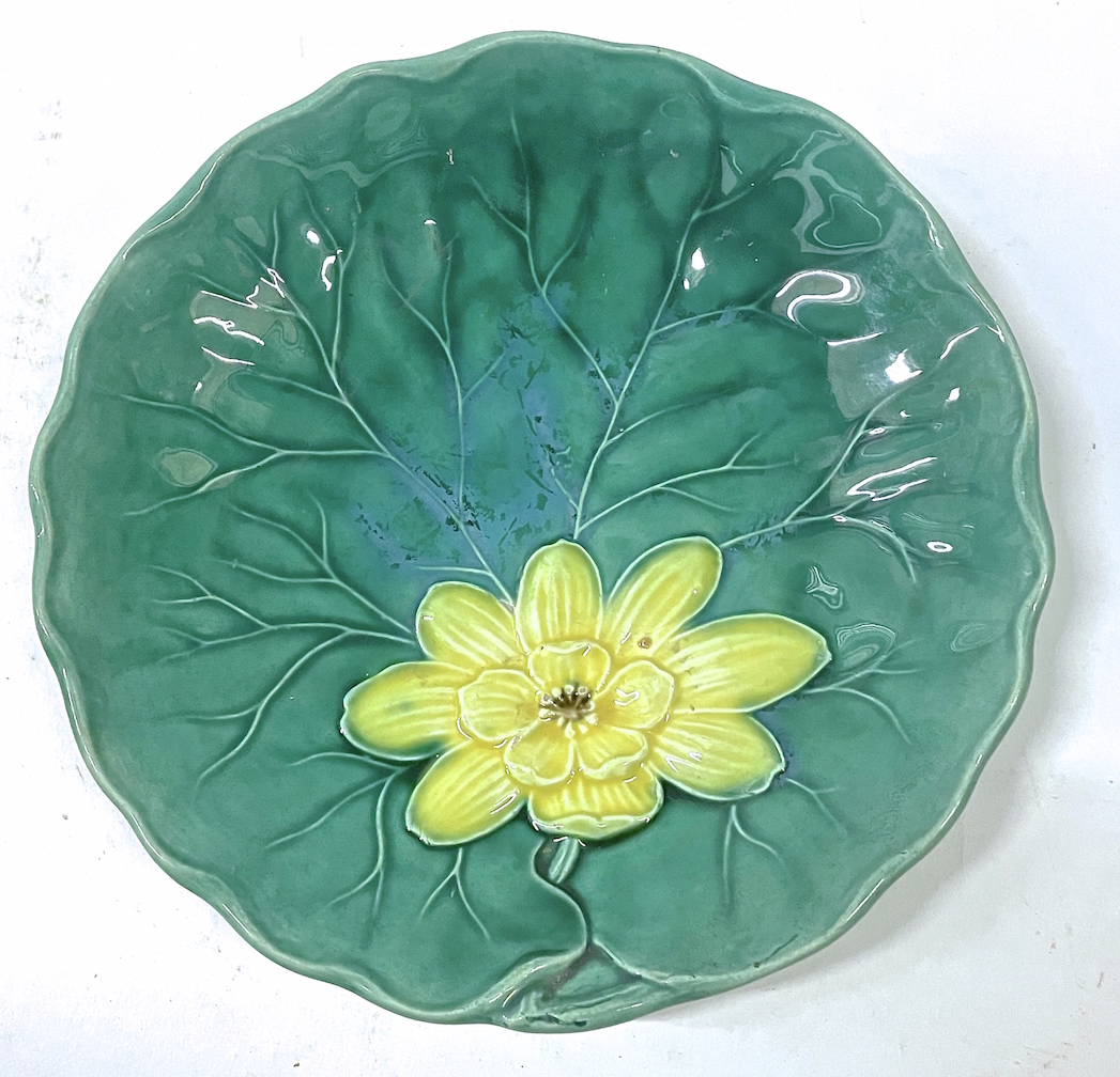 Antique Majolica Water Lily Pad Plate~P77623172