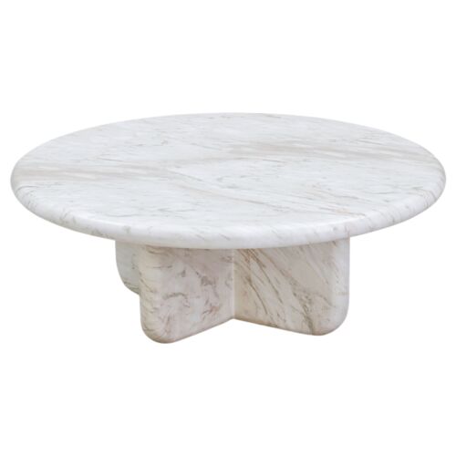 Quelan Marble Indoor/Outdoor 32" Short Coffee Table, White