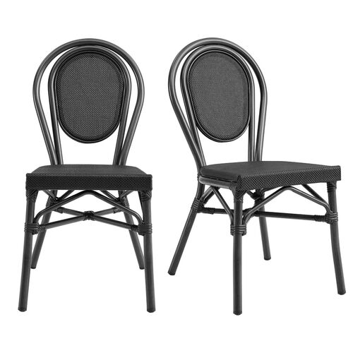 S/2 Joel Outdoor Side Chairs, Black~P77629298