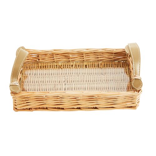 Island Rattan Rectangular Tray, Natural/Tan/Clear Island Rattan Rectangular Tray, Natural/Tan/Clear