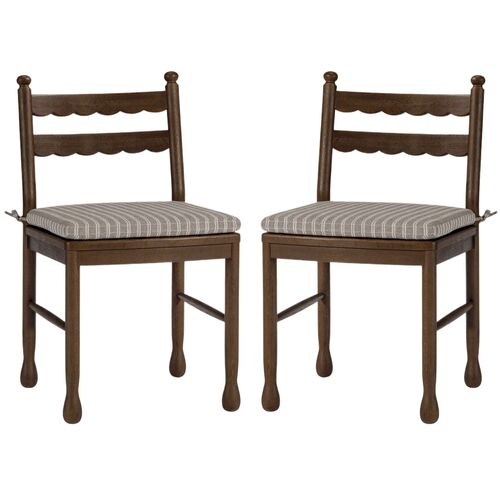 S/2 Declan Scalloped Back Dining Chairs