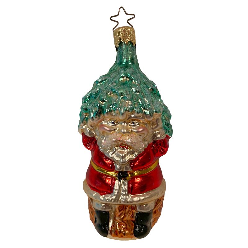 Blown Glass Santa w/ Christmas Tree Hat